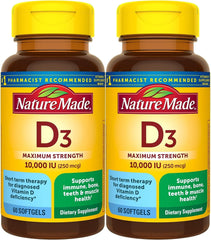 Nature Made Vitamin D3 10000 IU softgels bottle – pack of 2