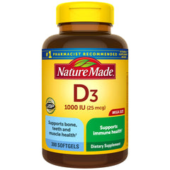 Nature Made Vitamin D3 1000 IU softgels in a 300-count bottle