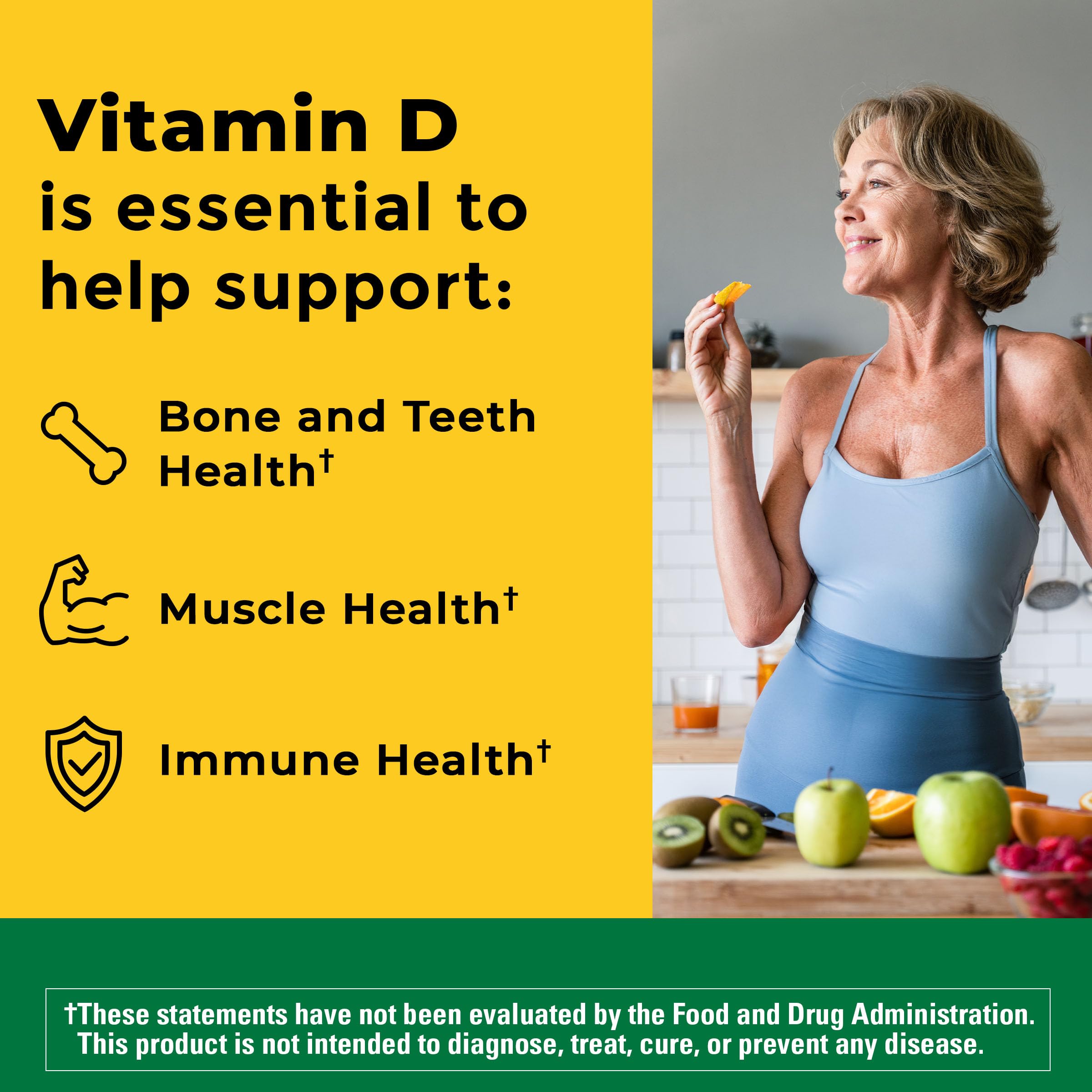 Nature Made Vitamin D3 5000 IU softgels bottle label highlights USP verification and potency.