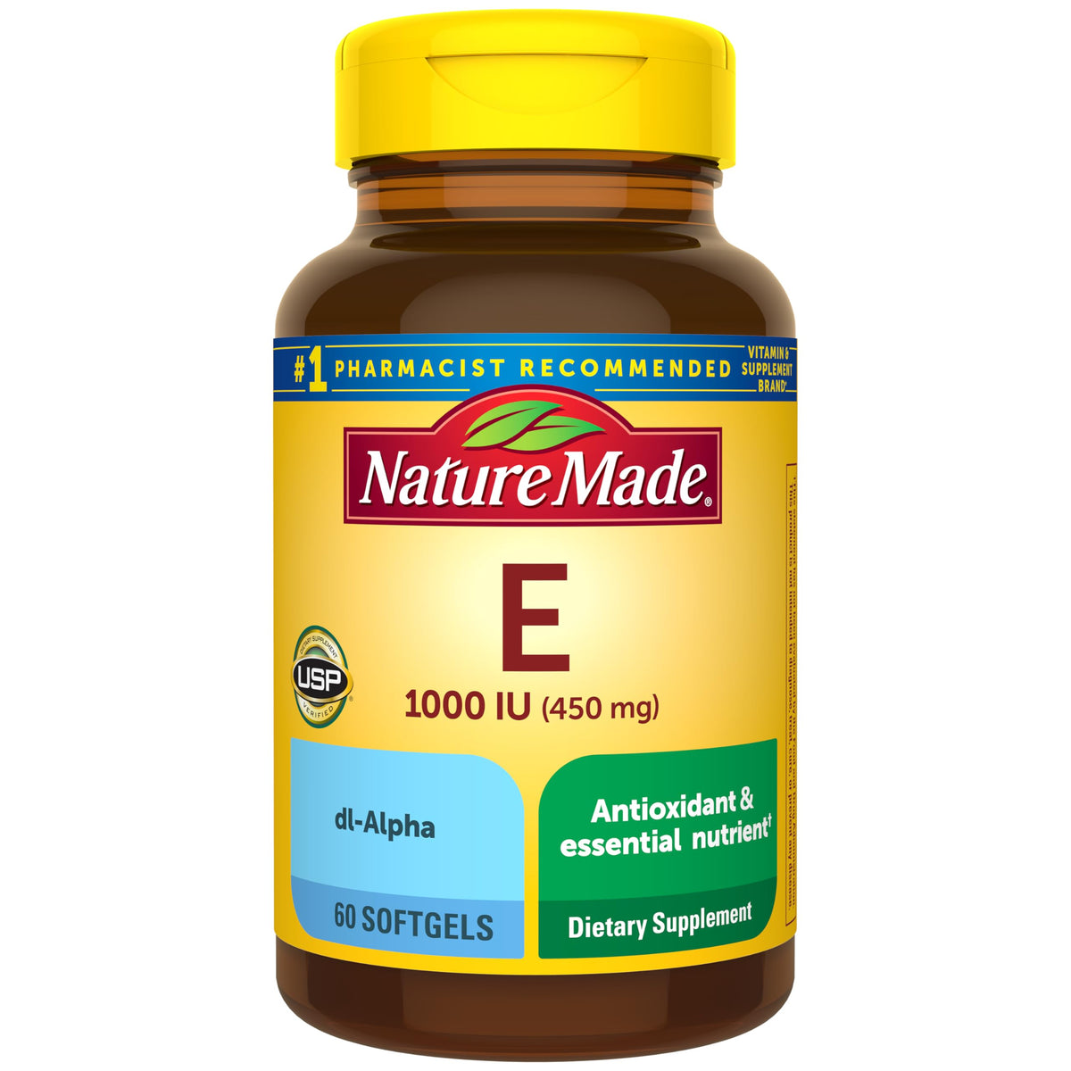 Nature Made Vitamin E 1000 IU dl-Alpha Softgels bottle - 60 count