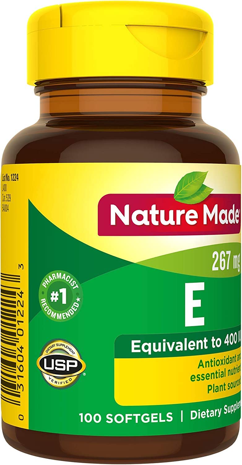 Nutrition facts panel for Nature Made Vitamin E 400 IU