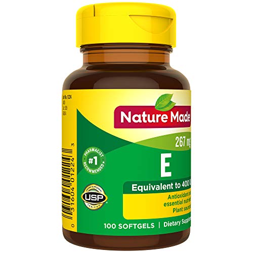 Nutrition facts panel for Vitamin E plant-sourced softgels