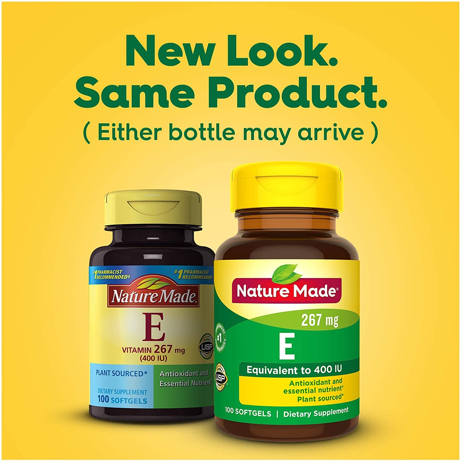 Lifestyle image showing Nature Made Vitamin E bottle on a surface