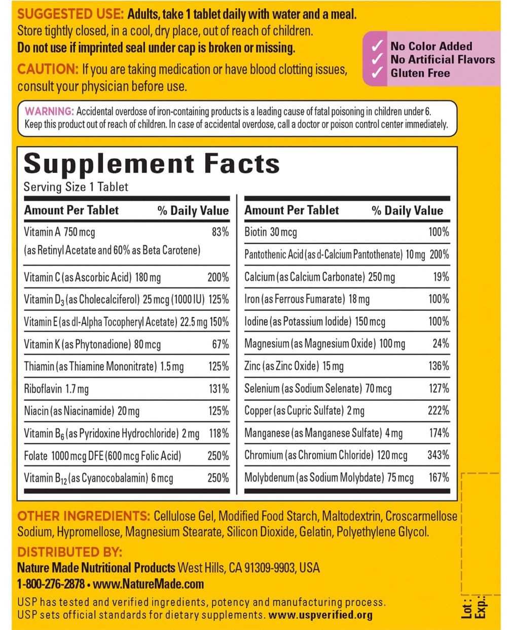 Close-up of Nature Made Women's Multivitamin tablets