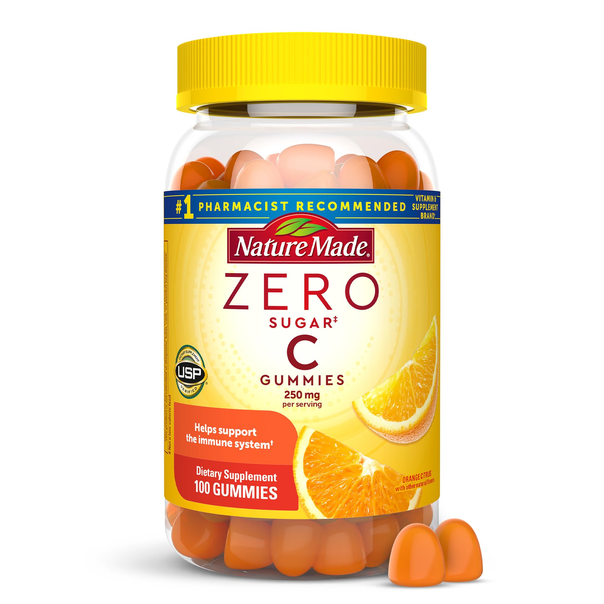 Front view of Nature Made Zero Sugar Vitamin C Gummies bottle