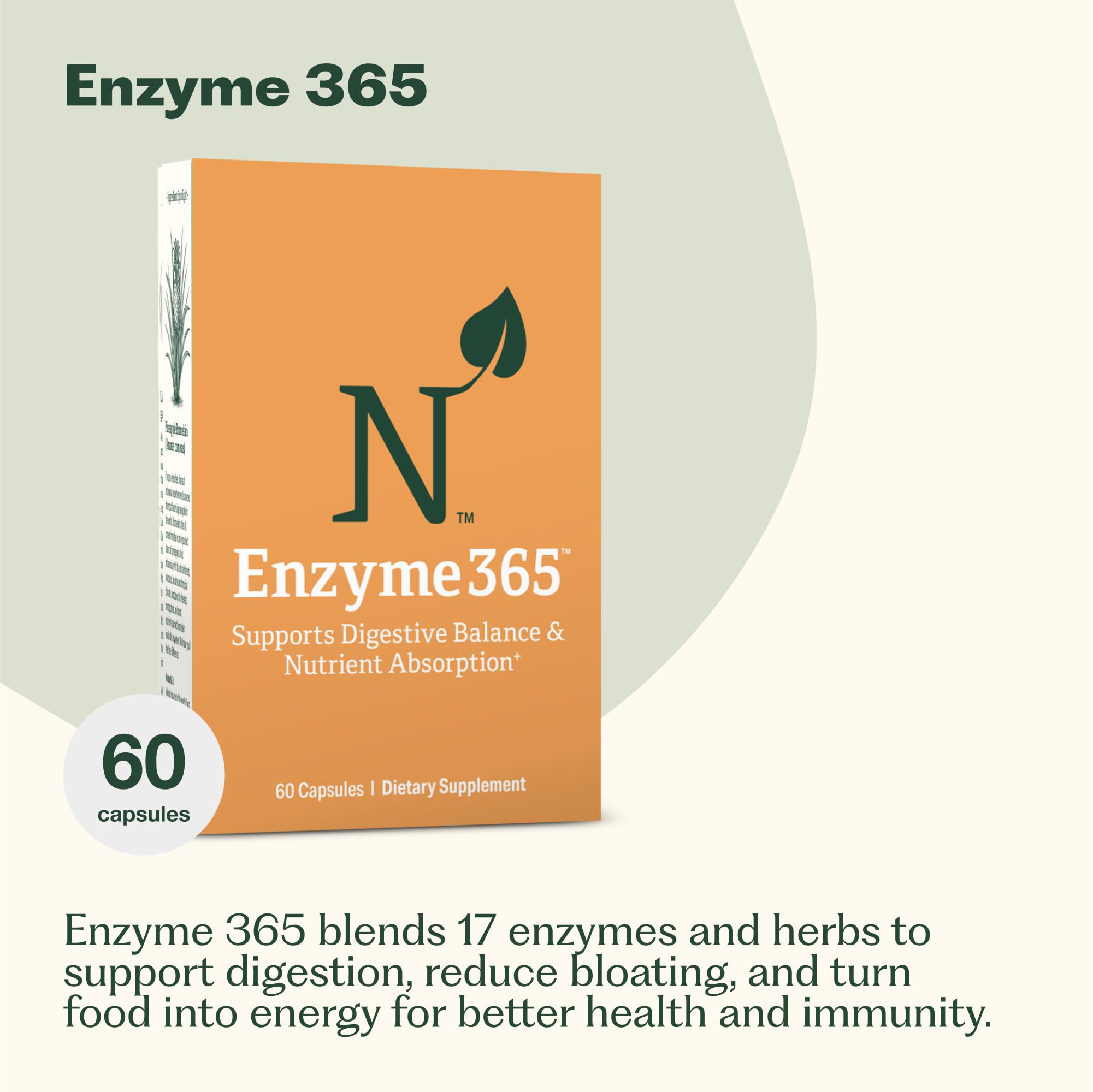 Close-up of Nature M.D. Enzyme 365 label