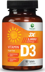 Nature's Peak Vitamin D3 5000 IU raspberry-flavored chewable tablets bottle