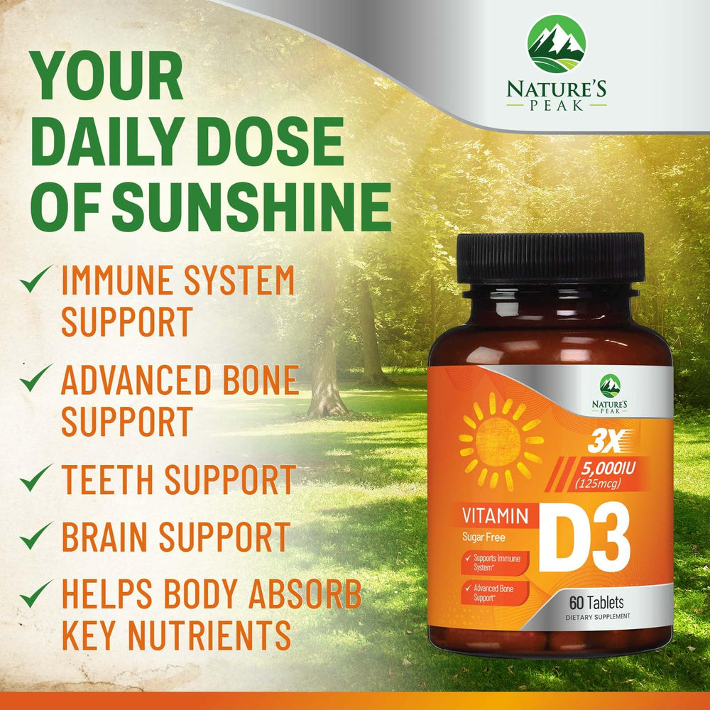 Promotional image of Nature's Peak Vitamin D3 dietary supplement