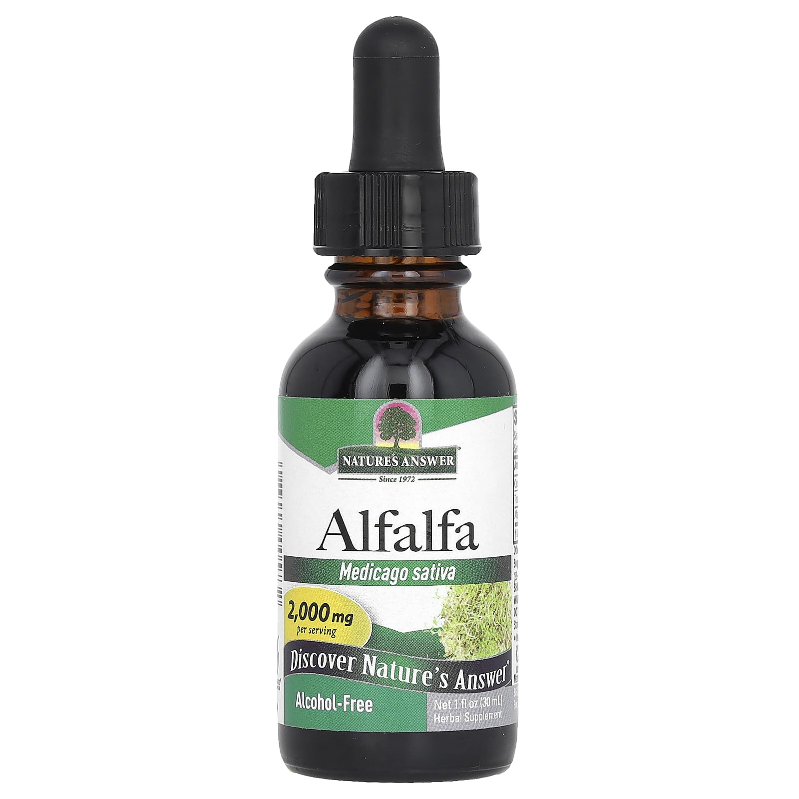 Bottle of Nature's Answer Alcohol-Free Alfalfa Leaf Extract 1 fl oz