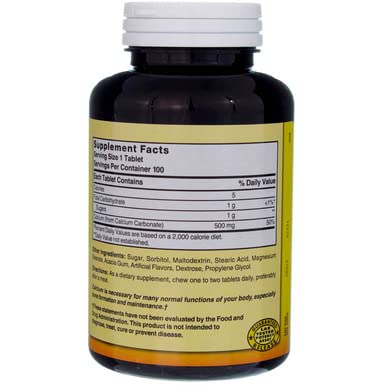 Bavarian cream flavored calcium chewable tablet on light background