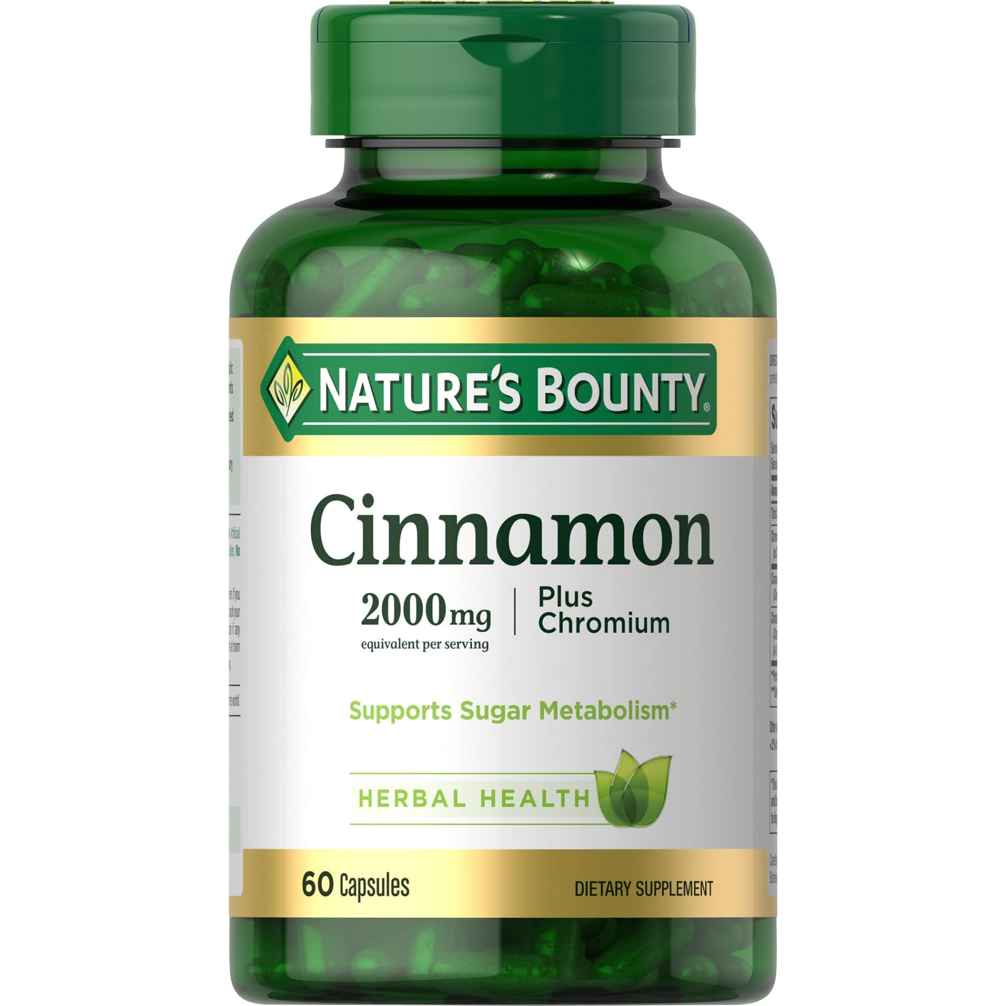 Nature's Bounty Cinnamon 2000 mg Plus Chromium bottle (60 capsules) – hero image