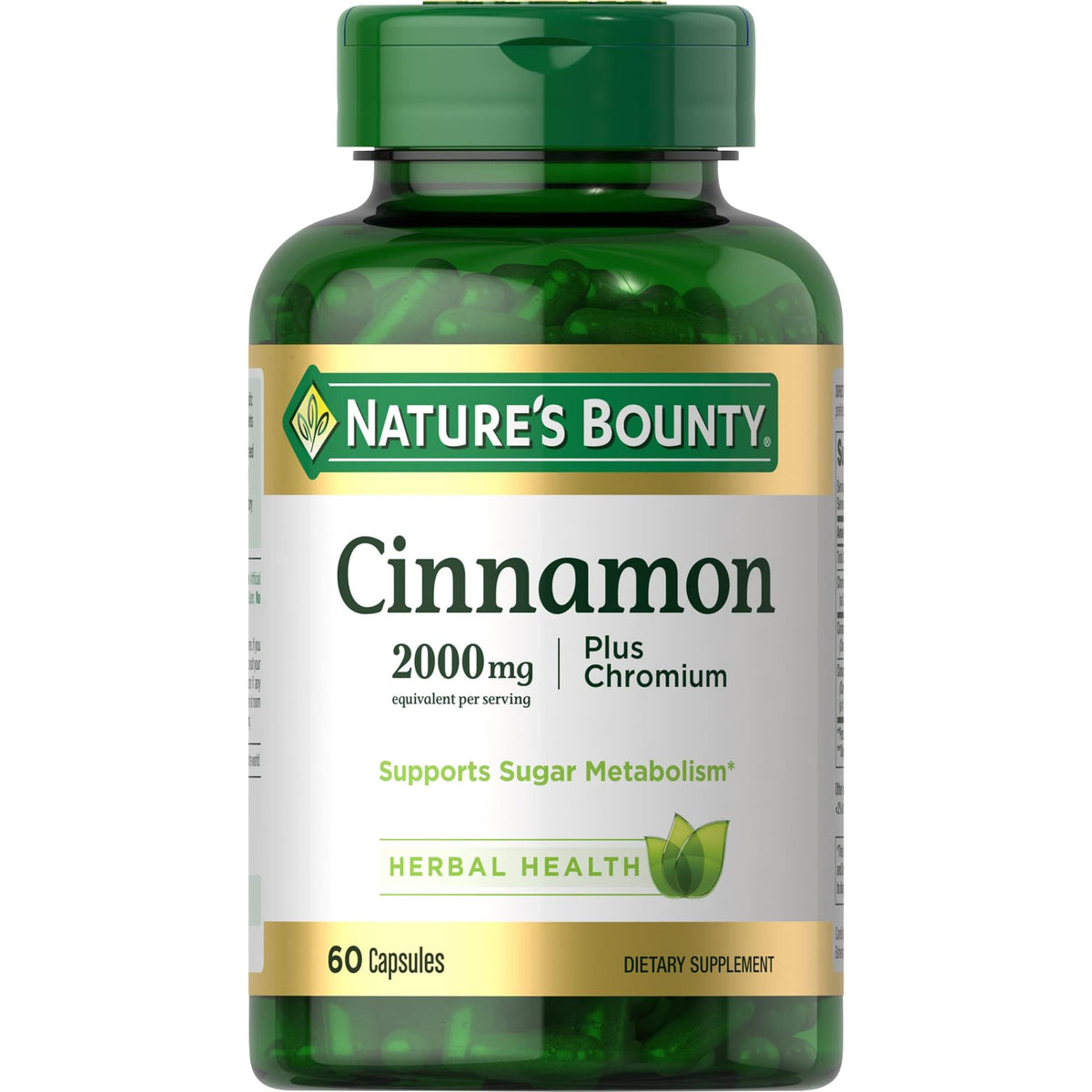 Nature's Bounty Cinnamon 2000 mg Plus Chromium bottle (60 capsules) – hero image