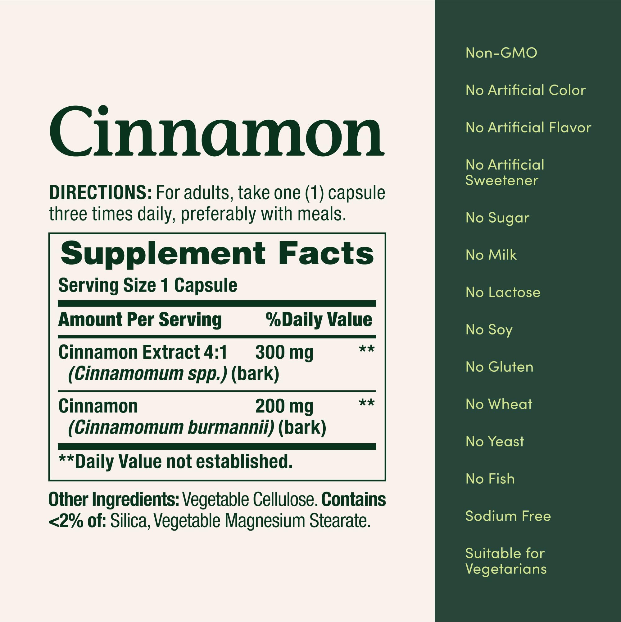 Two cinnamon capsules daily dosage recommended