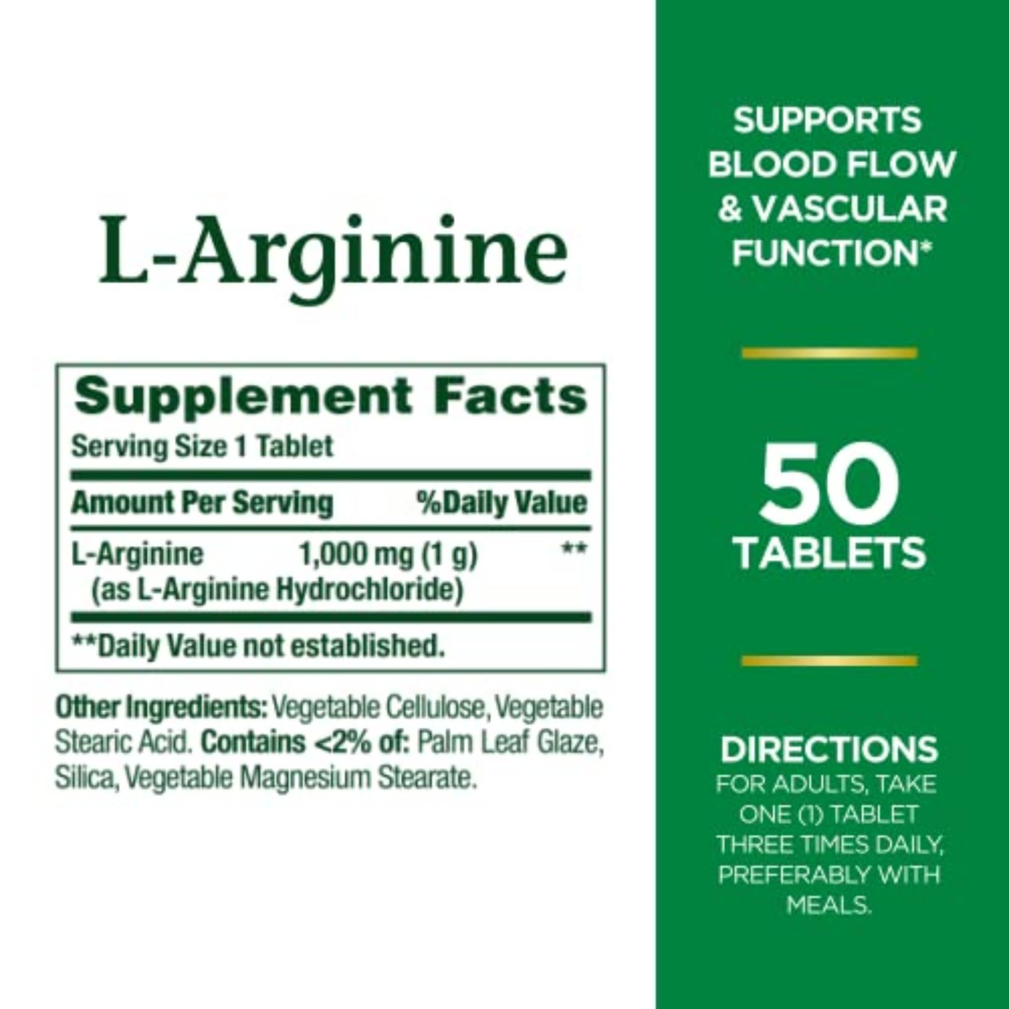 Close-up of L-Arginine 1000mg tablet