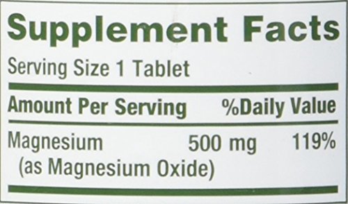 Close-up of Nature's Bounty Magnesium 500mg tablets