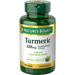 Nature's Bounty Turmeric 538 mg bottle with 45 capsules