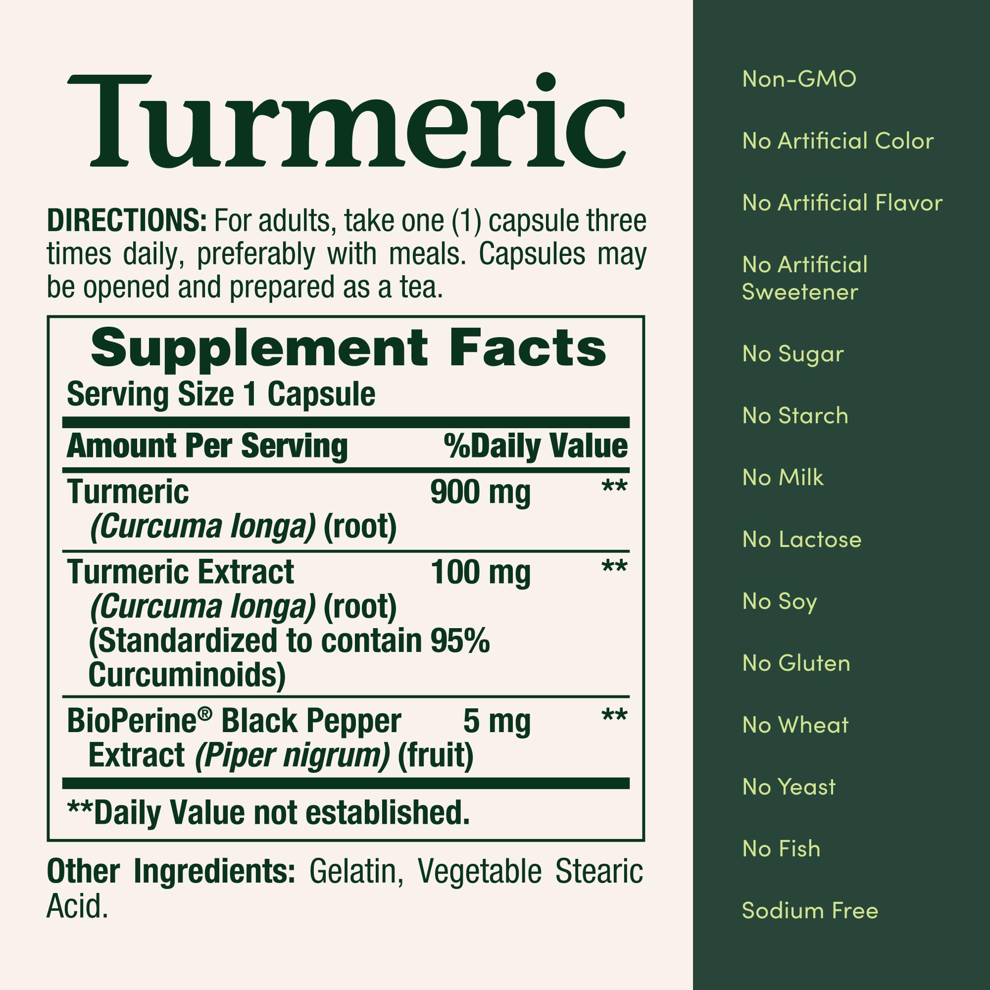 60 turmeric capsules per bottle