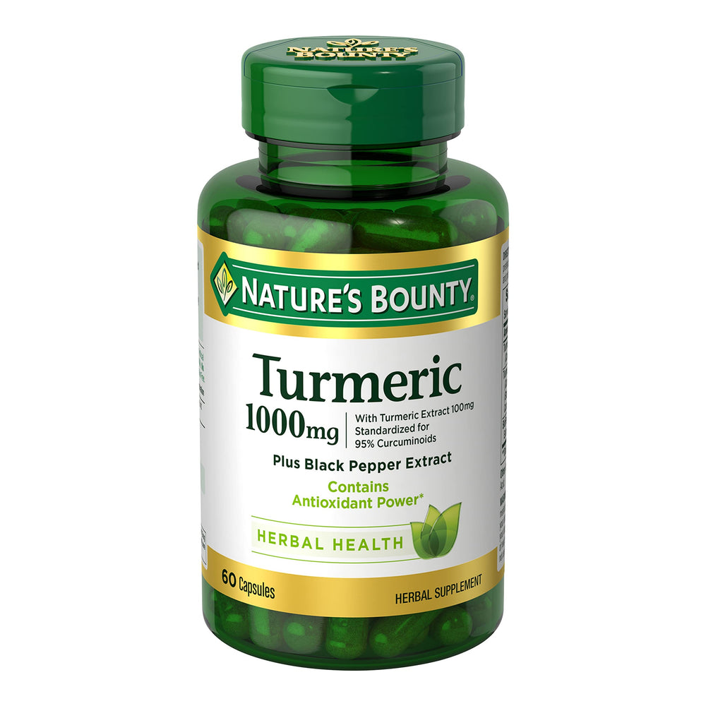 Nature's Bounty Turmeric with Black Pepper Extract bottle, 60 capsules