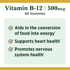 Flavors of Nature's Bounty Vitamin B12 Gummies: mixed berry, raspberry, orange