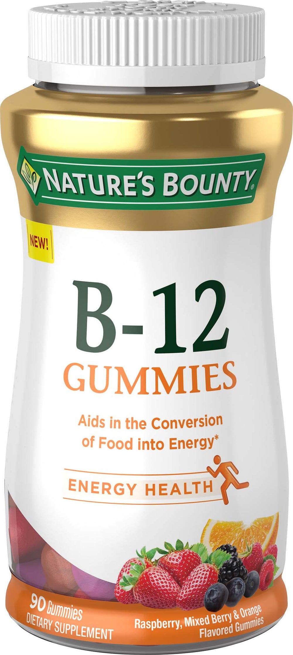 Front view of Nature's Bounty Vitamin B12 Gummies bottle