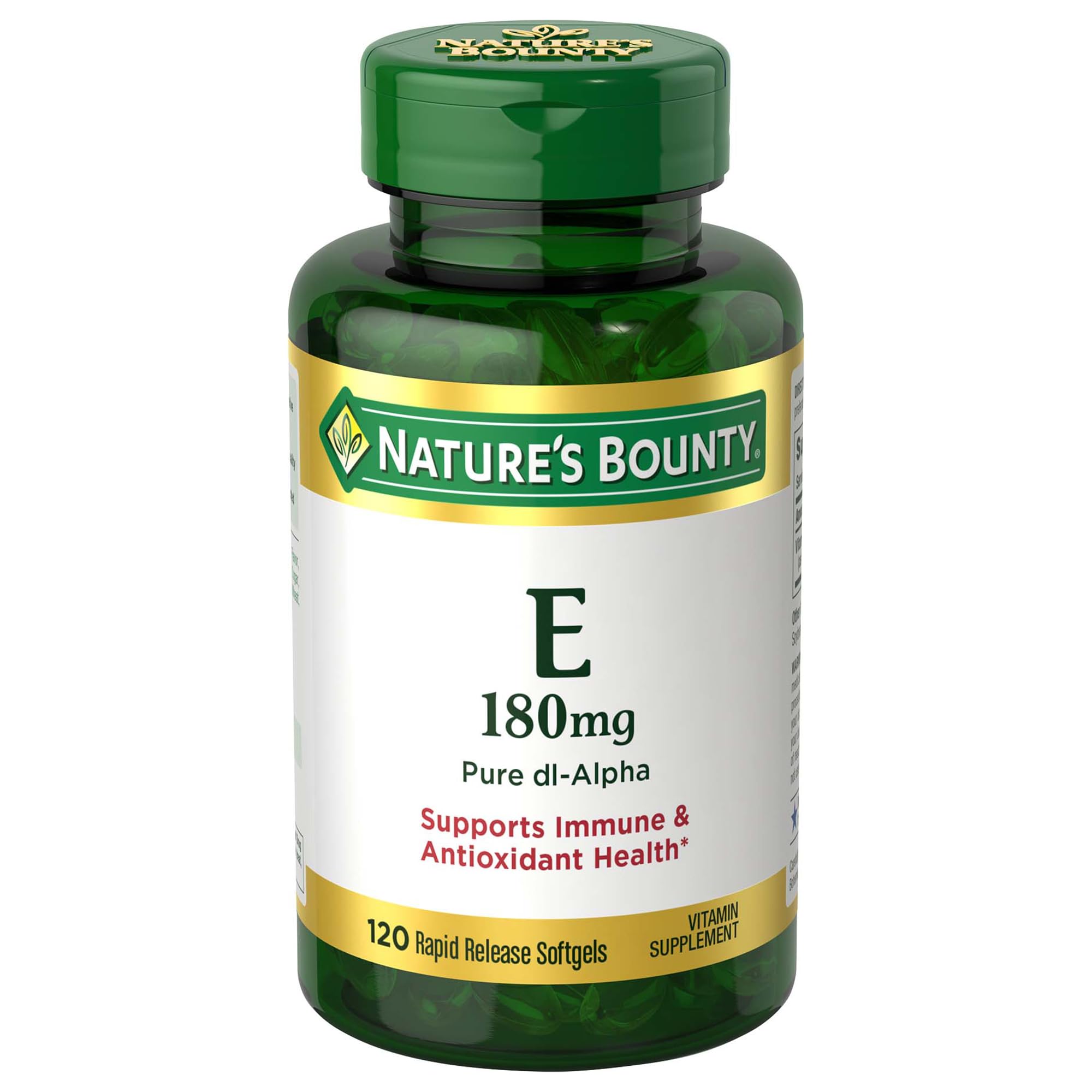 Nature's Bounty Vitamin E 400 IU softgels bottle label