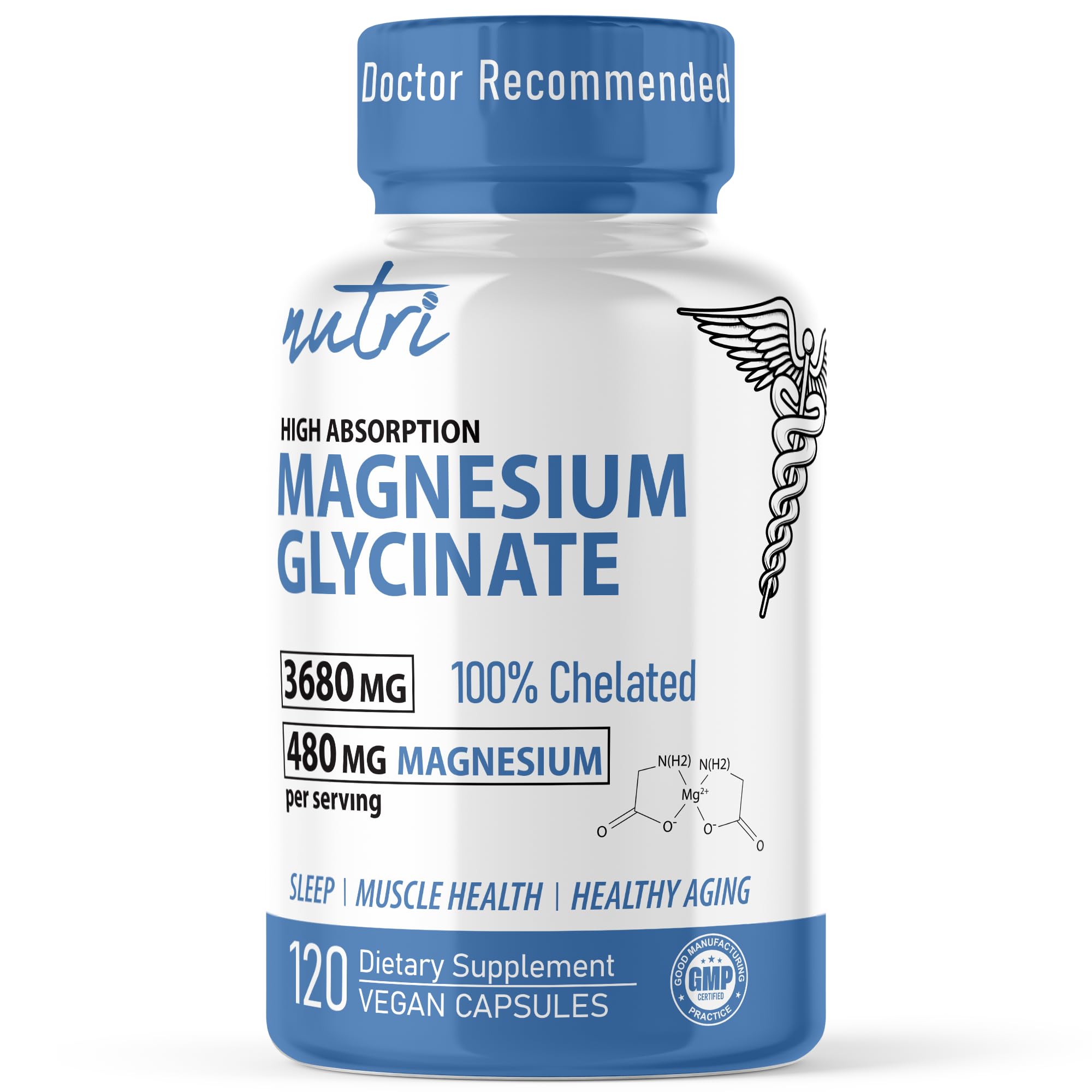 Bottle of Nature's Fusions Nutri Pure Magnesium Glycinate 120 capsules