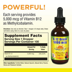 Nature's Life B-12 Drops label close-up