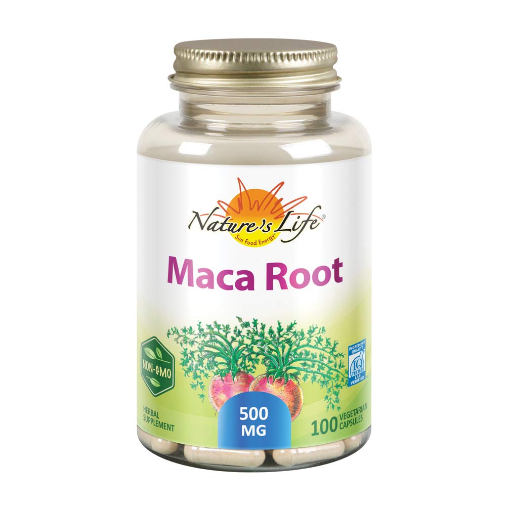 Nature's Life Maca Root 500mg bottle – 100 vegan capsules