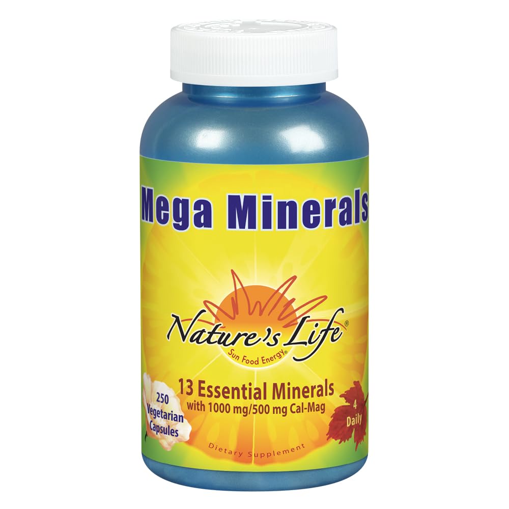 Front view of Nature's Life Mega Minerals Complex bottle