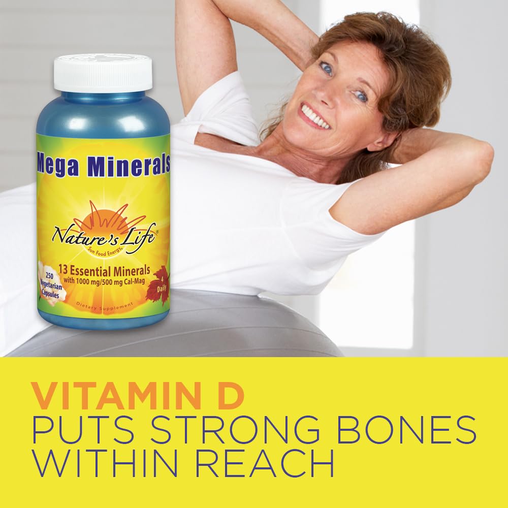 Supplement facts panel for Nature's Life Mega Minerals Complex