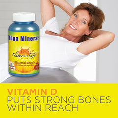 Supplement facts panel for Nature's Life Mega Minerals Complex