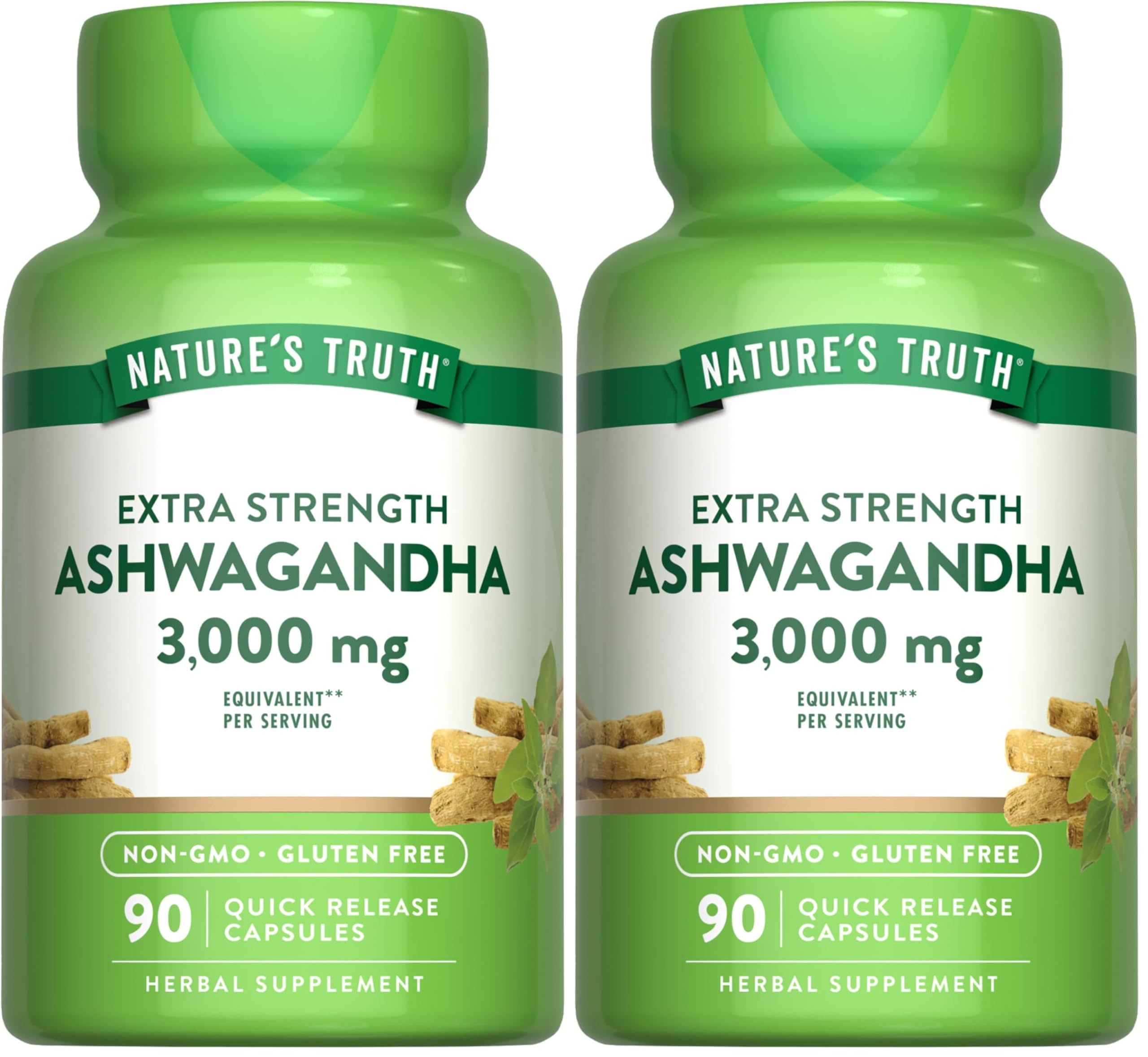 Nature's Truth Ashwagandha capsules bottle with 90-count pack (pack of 2)