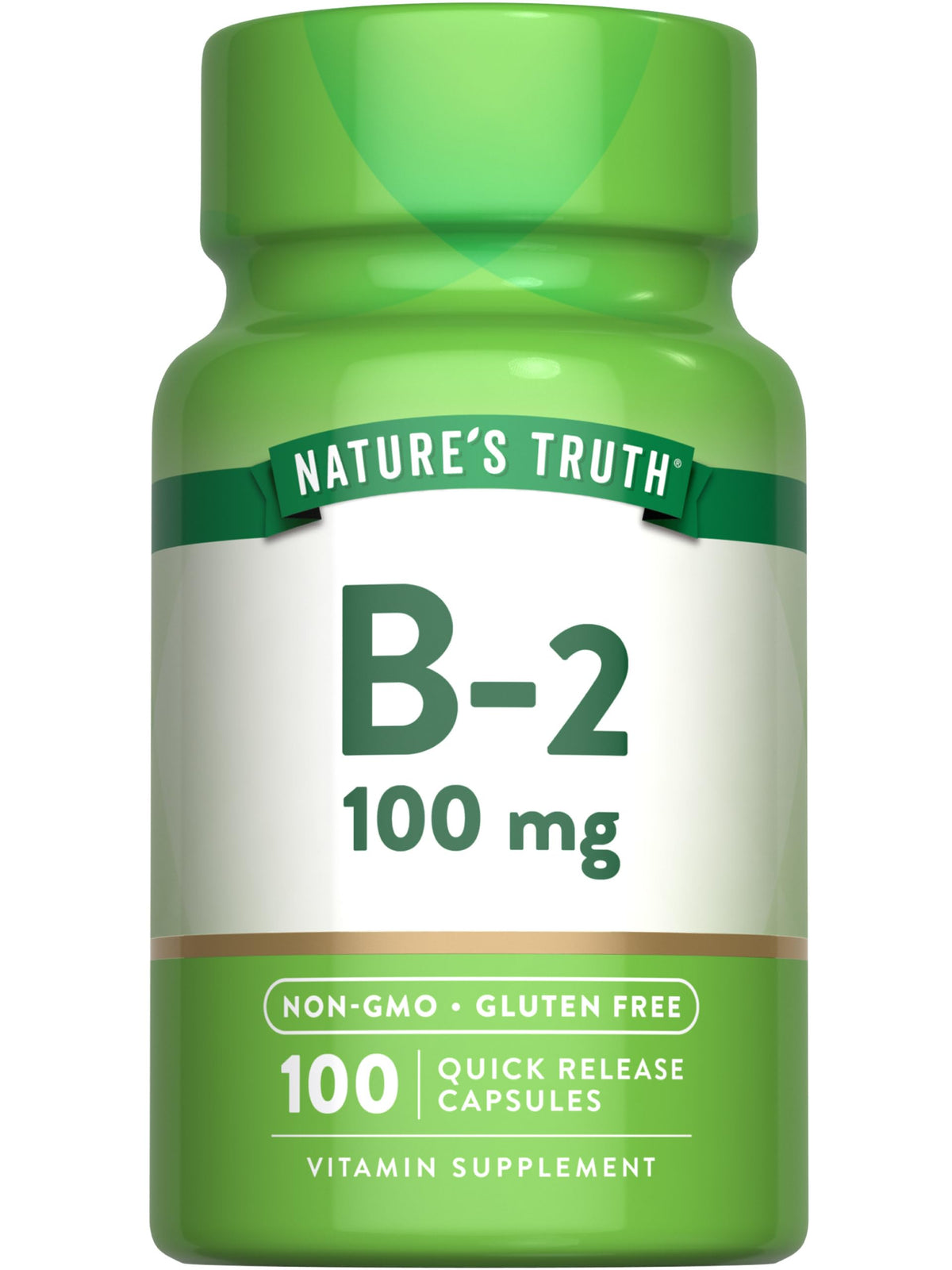 Nature's Truth Vitamin B2 riboflavin bottle, 100 capsules, 100 mg