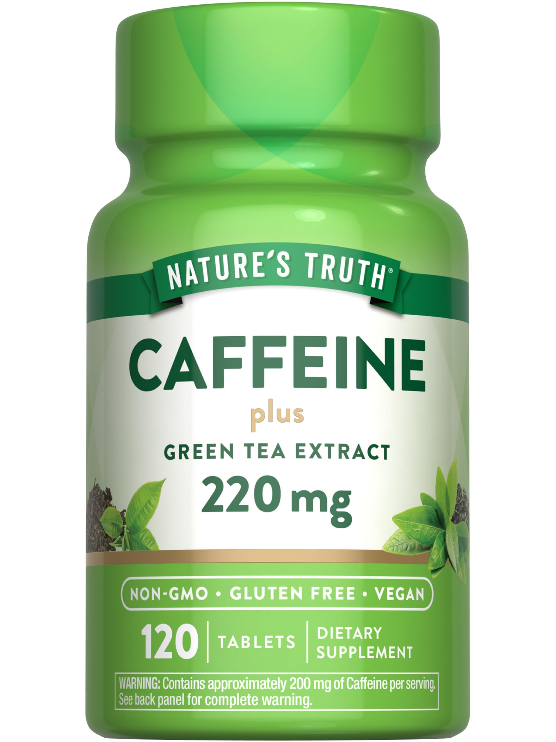 Nature's Truth Caffeine Pills bottle label - 220mg, 120 count