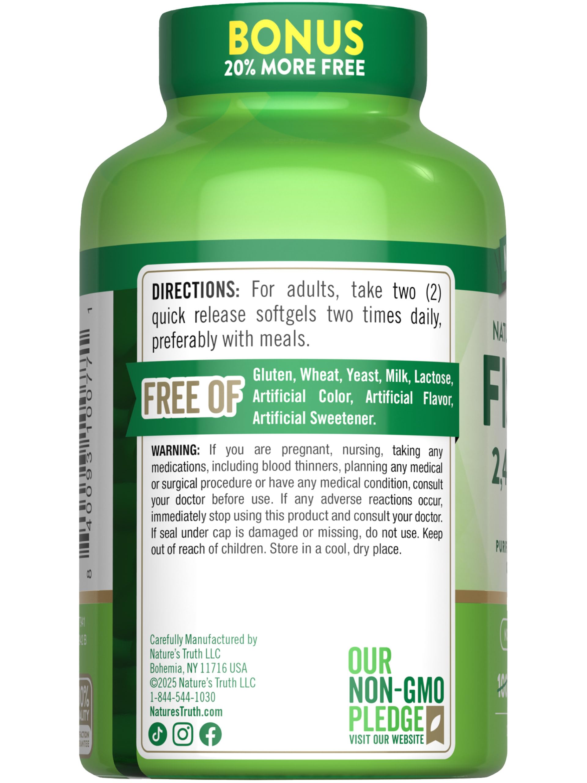 Finished bottle of Nature's Truth Fish Oil 2400mg