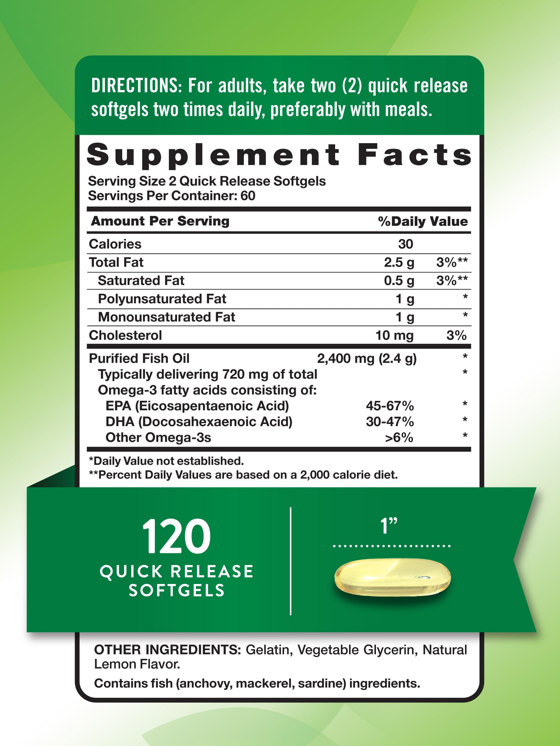 Omega-3 720mg per serving label
