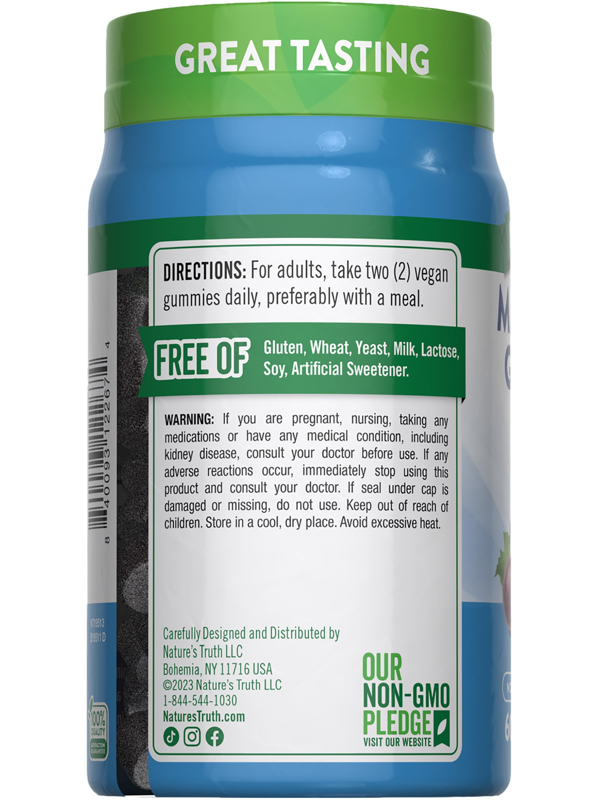 Grape-flavored gummies with Nature's Truth branding and packaging