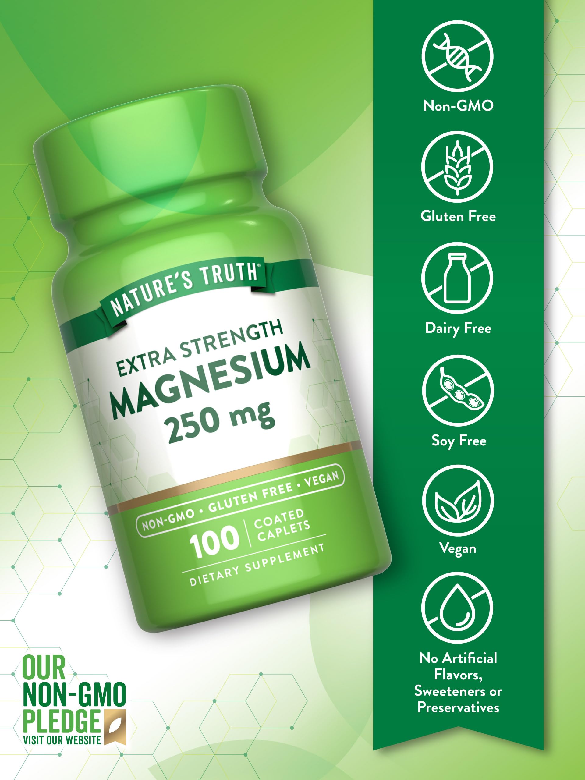 Close-up of the Nature's Truth magnesium supplement label