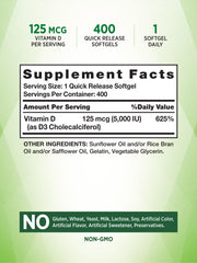 Close-up of Nature's Truth Vitamin D3 5000 IU Softgels