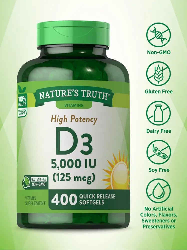 400-count Nature's Truth Vitamin D3 softgels bottle packaging
