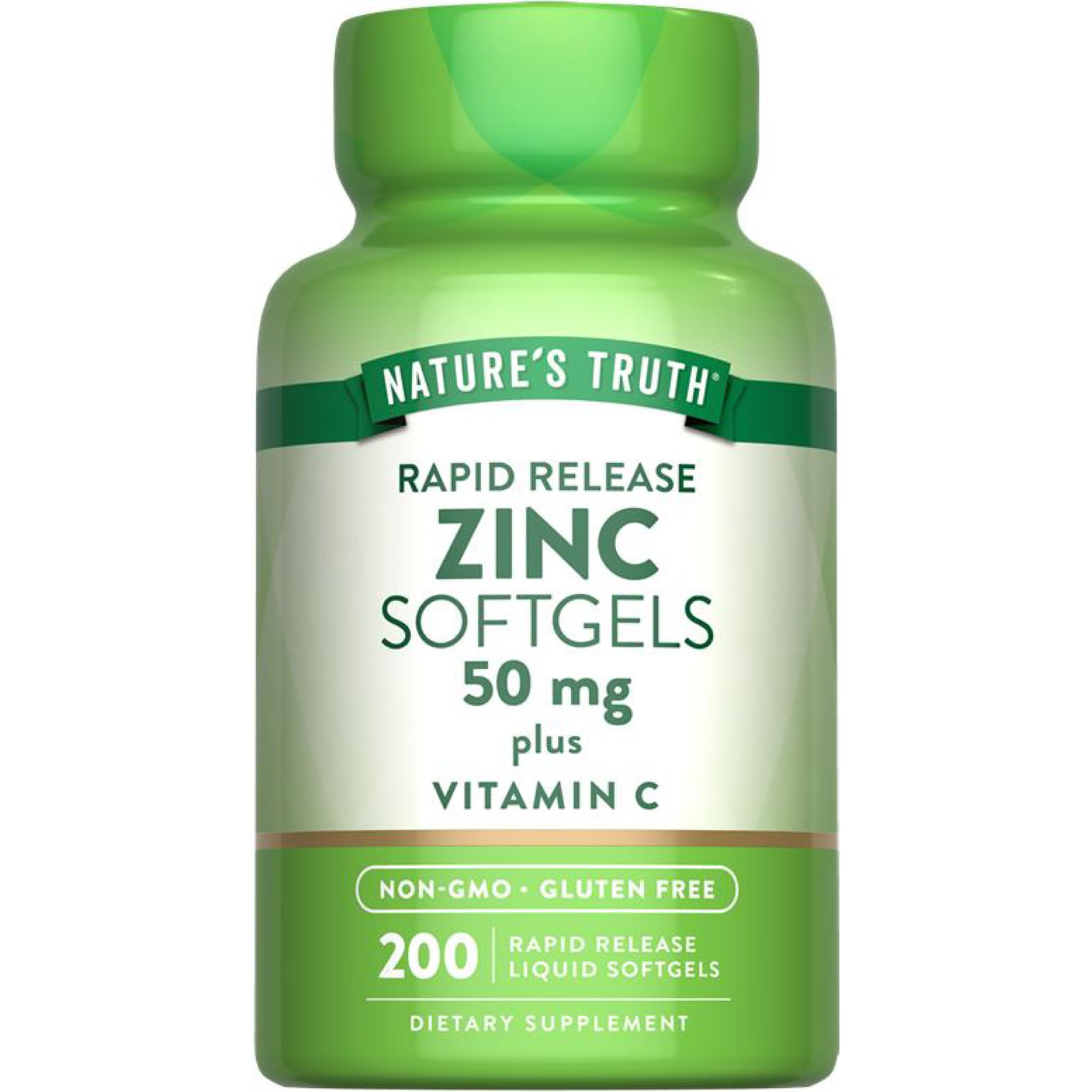 Nature's Truth Zinc 50mg + Vitamin C Softgels bottle label