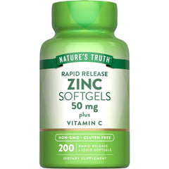 Nature's Truth Zinc 50mg + Vitamin C Softgels bottle label