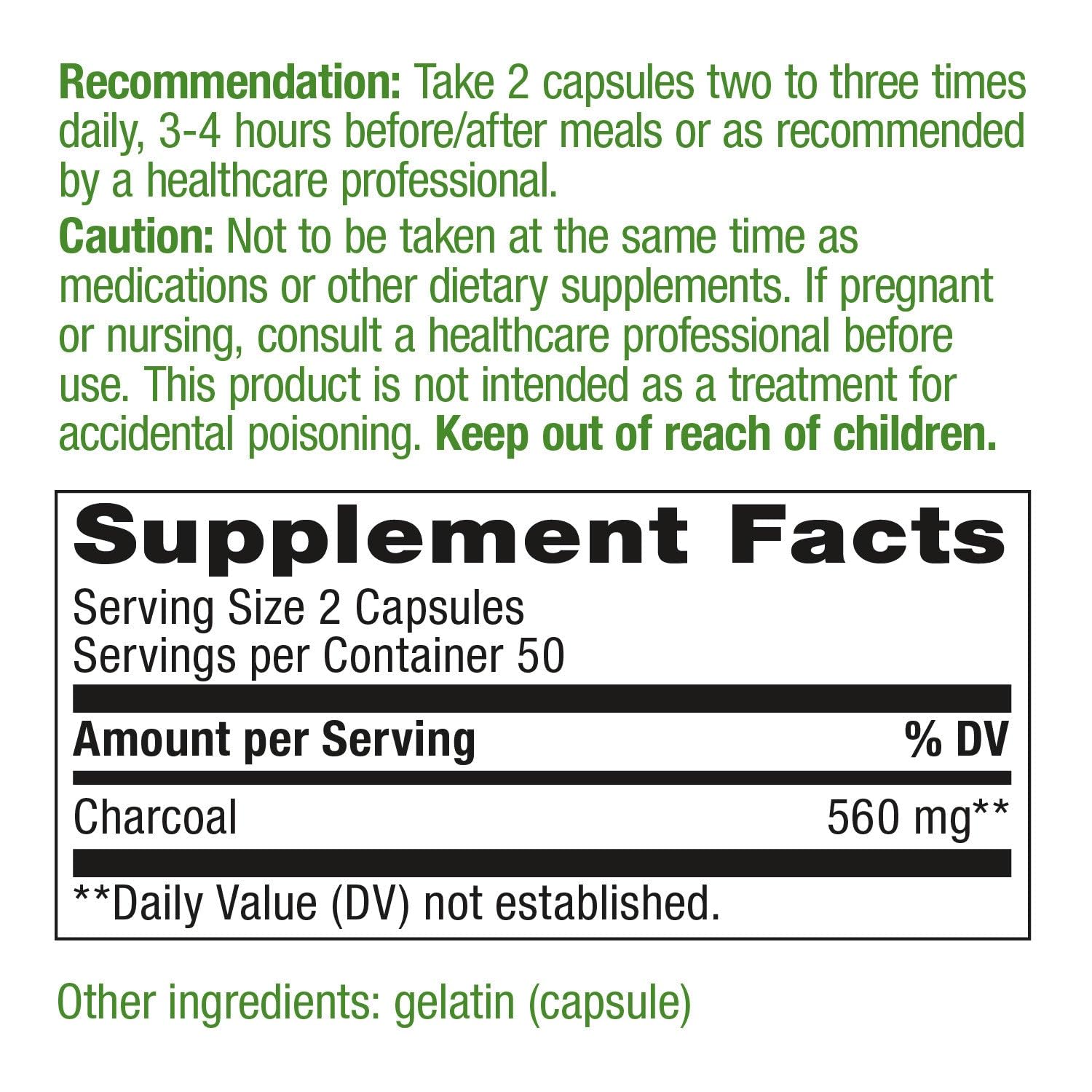 Activated charcoal capsules