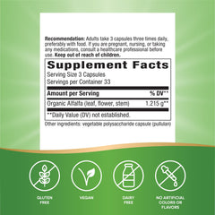 Close-up of Nature's Way Alfalfa product label