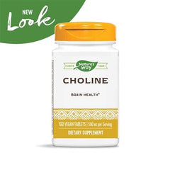 Close-up of Nature's Way Choline 500 mg tablets