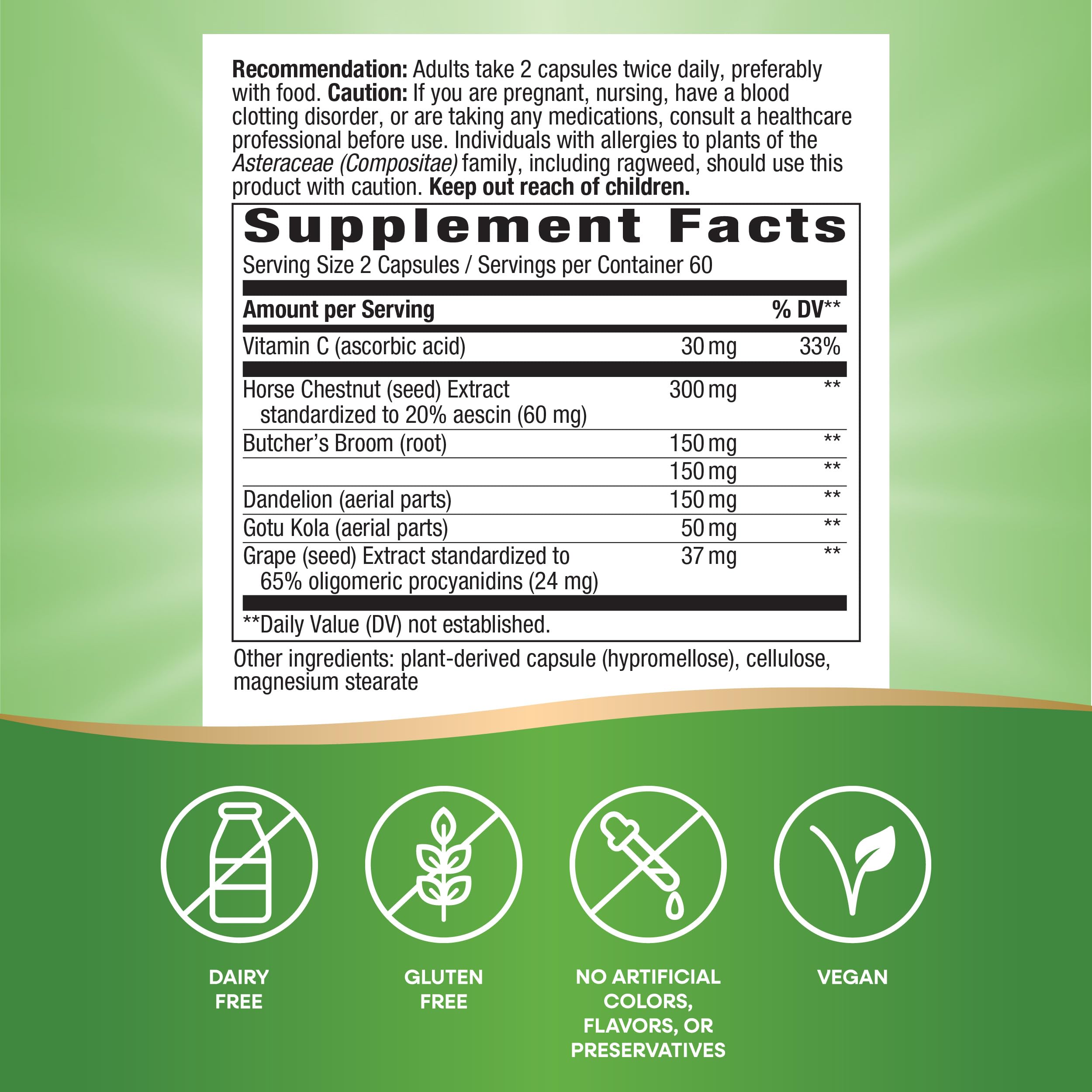 Six-herb blend capsules for Leg Veins supplement