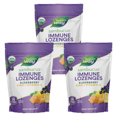 Front view of Nature's Way Sambucus Immune Lozenges 3-pack box