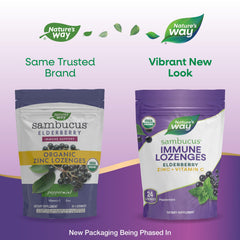 Ingredients and supplement facts panel for Sambucus Zinc Lozenges