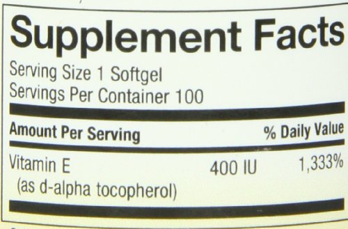 Nature's Way Vitamin E softgels on white background