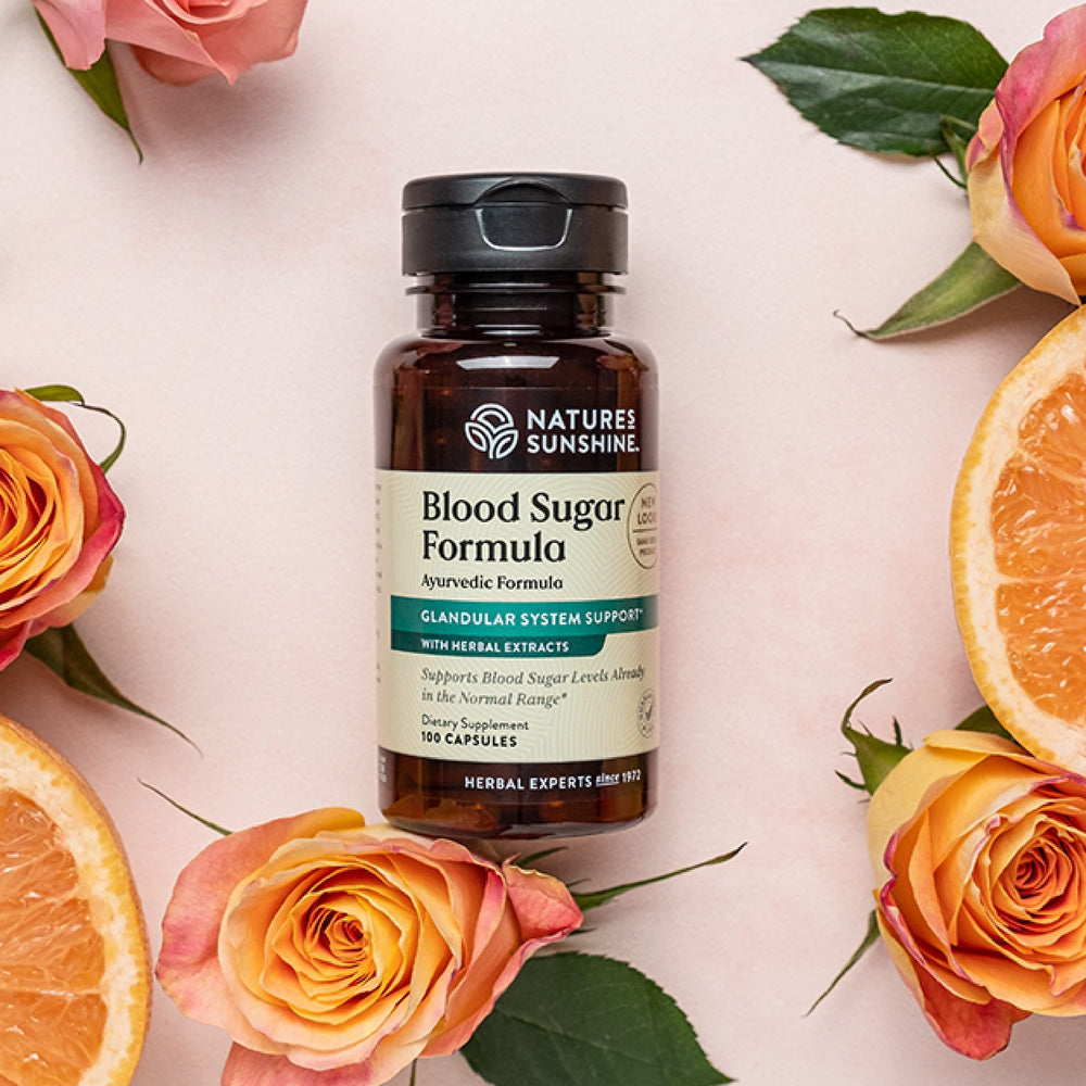 Close-up of Nature's Sunshine Blood Sugar Formula label